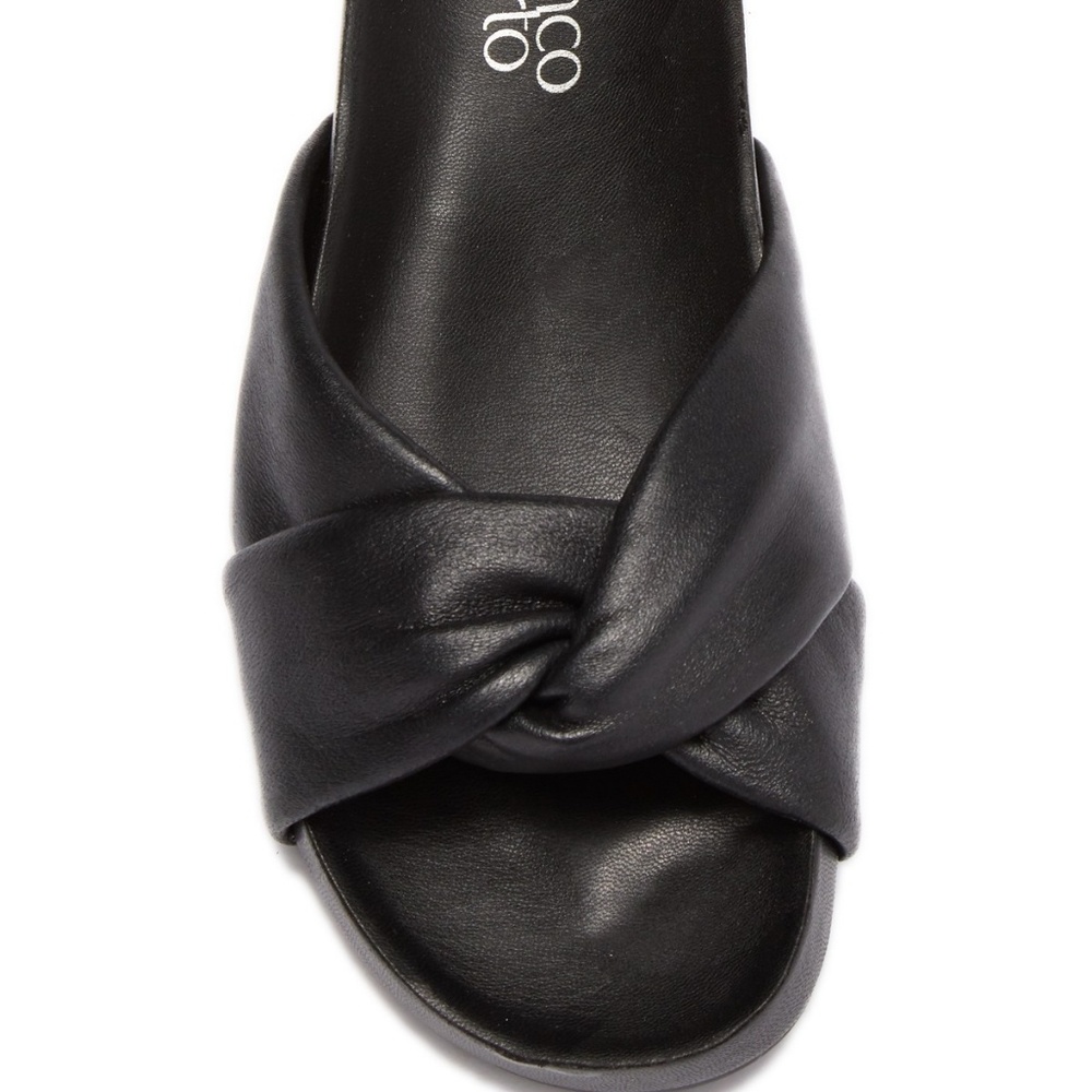 Black Leather Slides- Franco Sarto